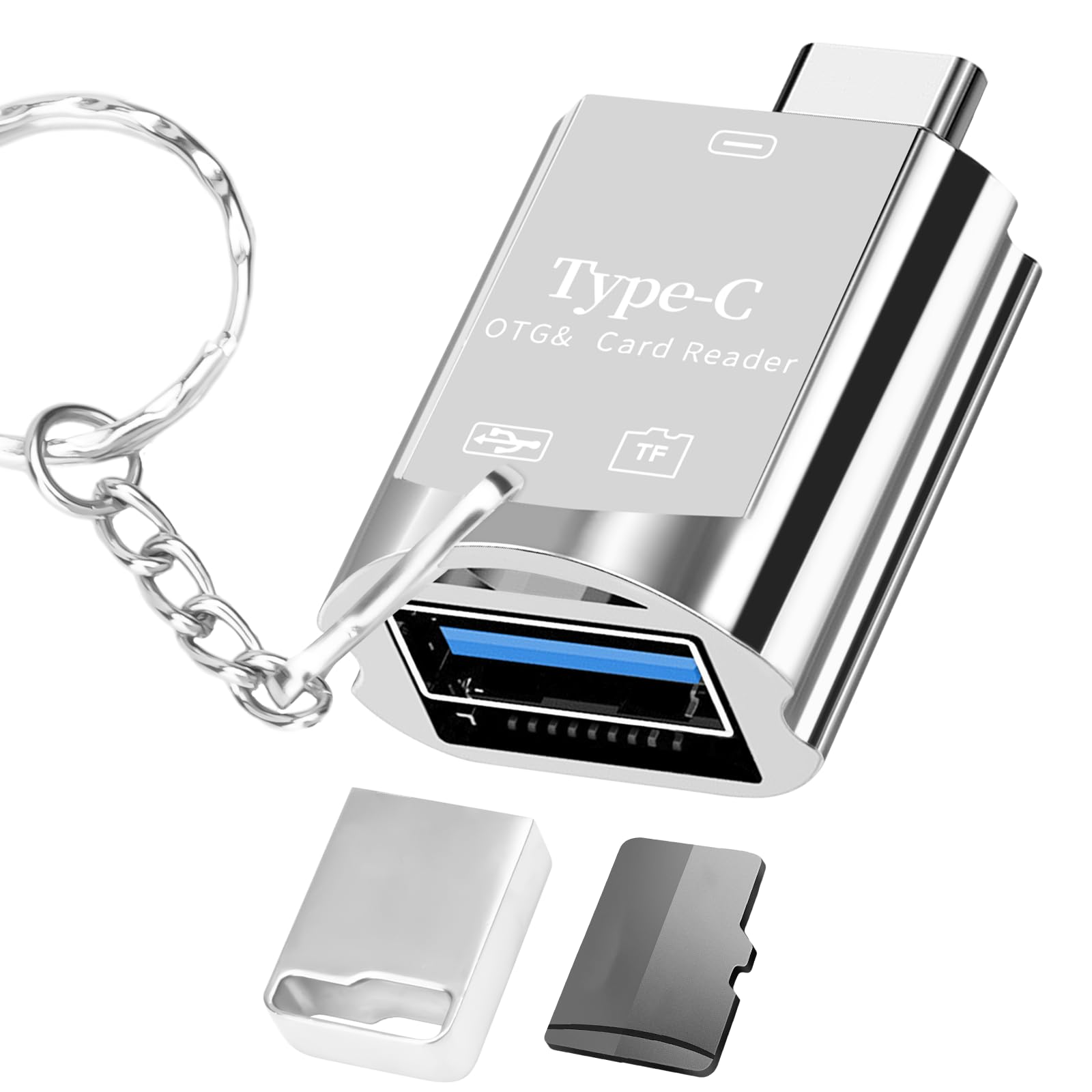 BORLTER CLAMP USB C Micro SD Card Reader,Type C SD Card Reader for iPhone 15,2 in 1 Square Card Reader Adapter with USB Adapter Travel Essentials Camera Viewer,MacBook, Laptops, Tablets, Smartphones.