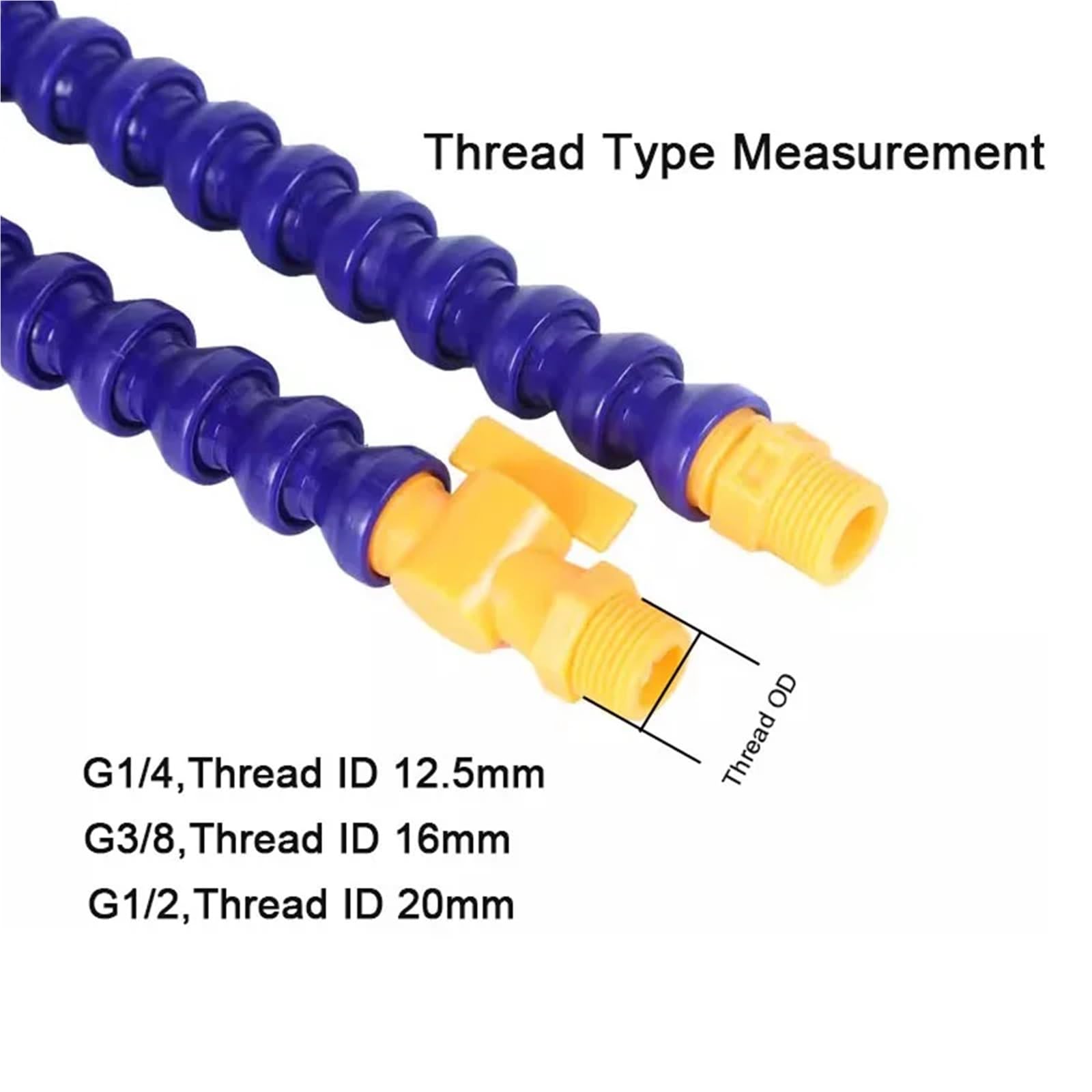 6 Tubi Pneumatici da 1/4" 3/8; 1/2; BPS Filettatura Maschio in plastica Flessibile for Acqua, Olio e refrigerante for tornio, Macchina a Controllo numerico computerizzato(Round-600MM,1/2")