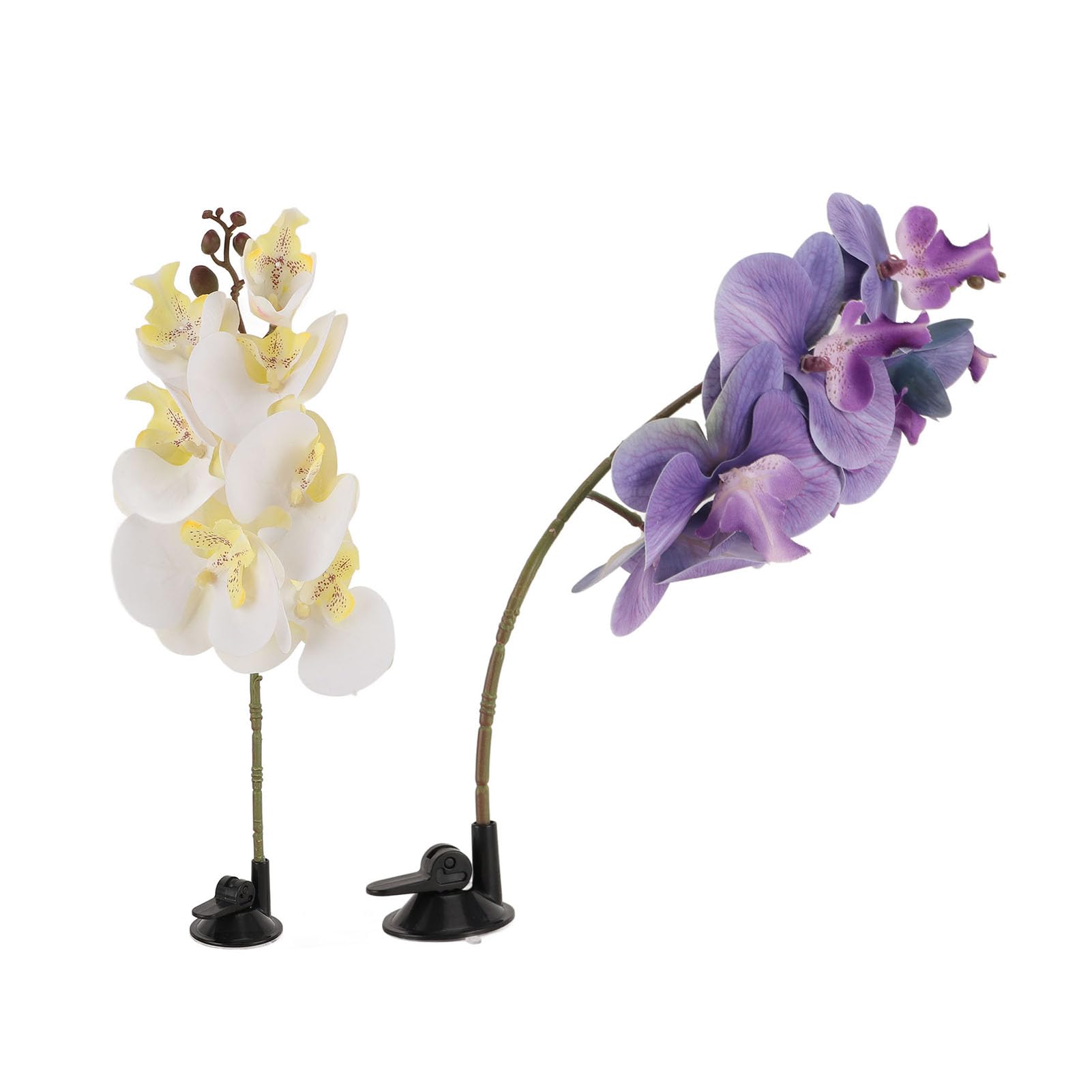Lot de 2 plantes artificielles pour terrarium d'aquarium avec ventouse - Décoration pour lézards, araignées, serpents