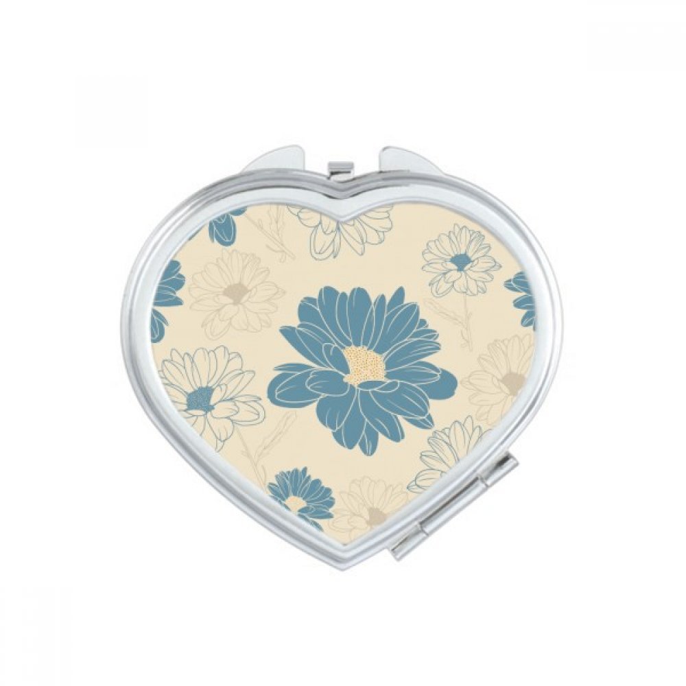 Miroir compact fleur bleue chrysanthème portable pour le maquillage quotidien