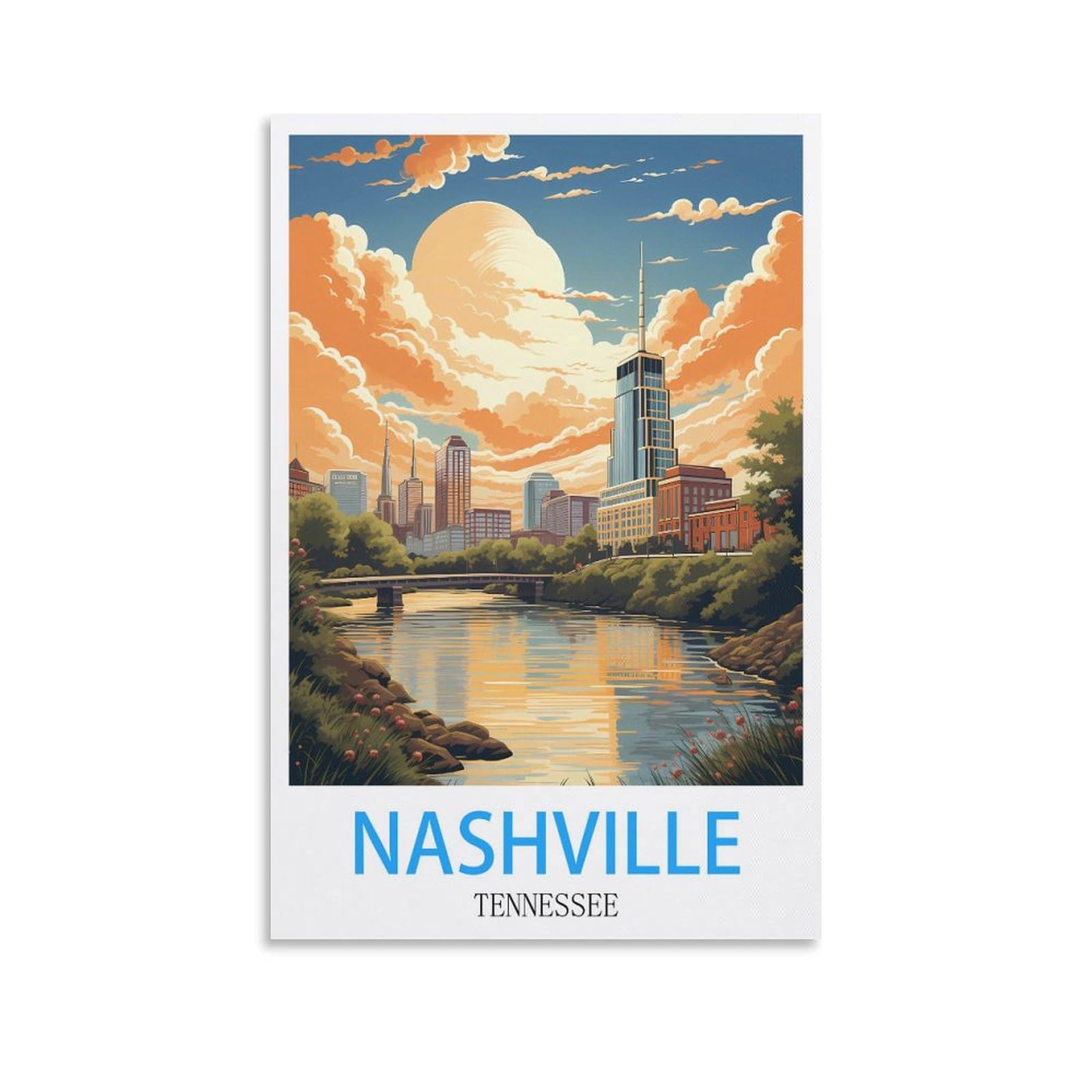 EZMLFA Diamond Painting Kits for Adults,Nashville Tennessee 5D Diamond Painting Kit for Adults Beginners, DIY Full Round Drill Gem Art Kits for Home 40x50cm