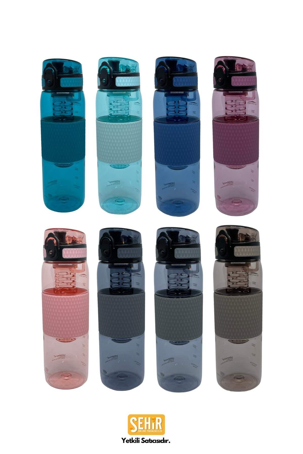 Uzspace 530ml Silikon Gövdeli Detoks Aparatlı Tritan Su Matarası