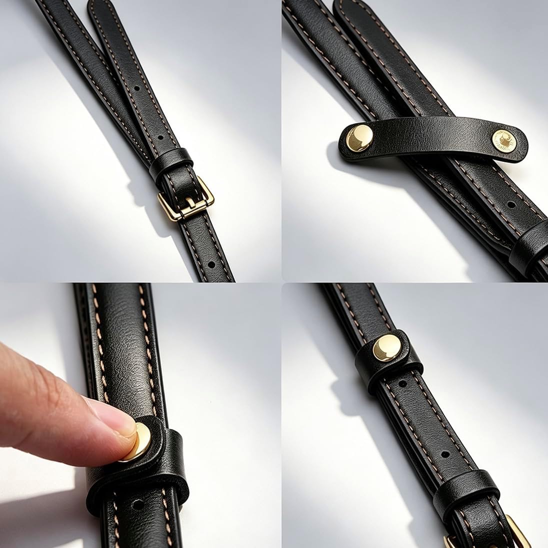 Jinrally 2Pcs Leather Bag Clips, Strap Buckles Anti-Slip Connectors, Black image 3