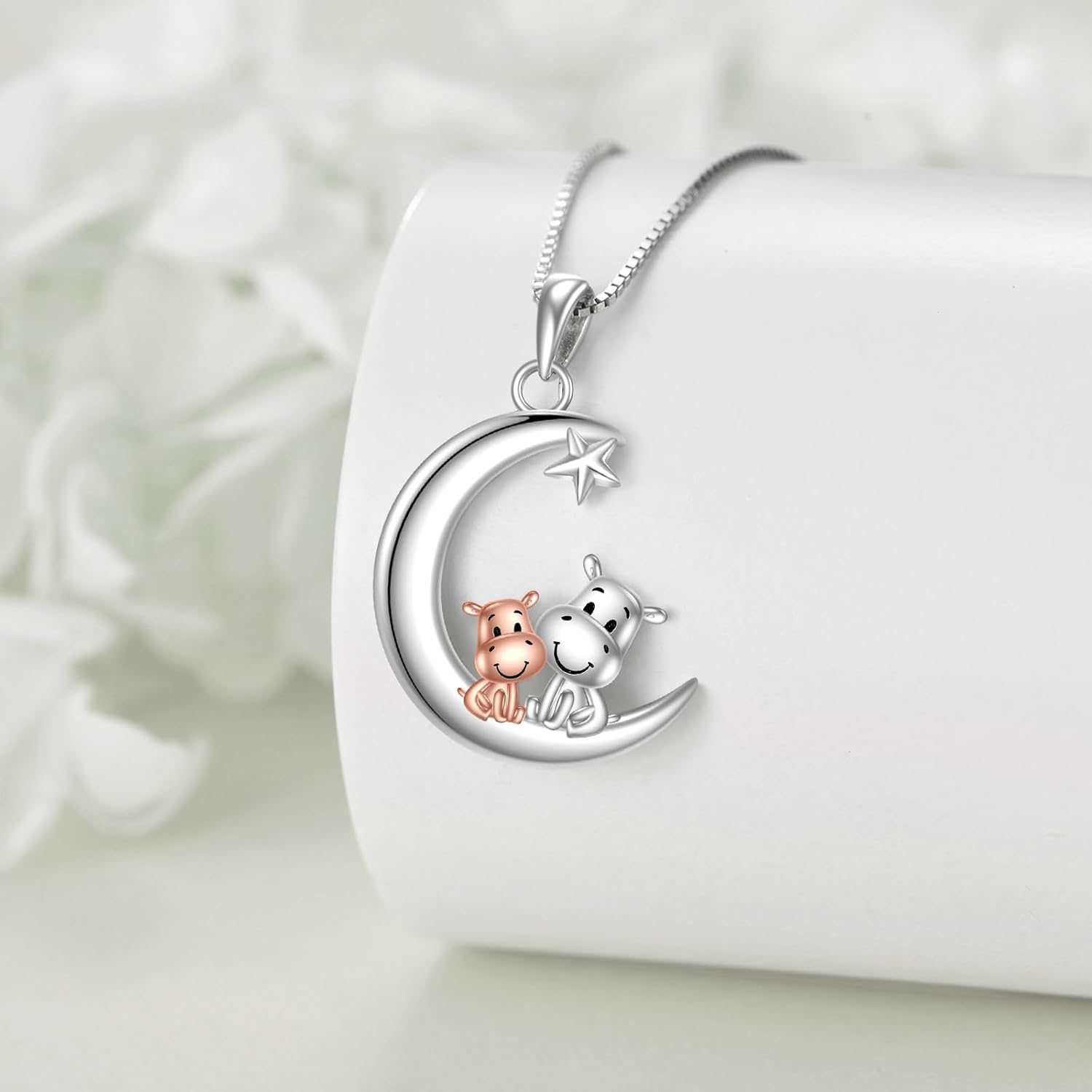 Animal Necklace 925 Sterling Silver Dachshund/Bee/Elephant/Fox/Penguin/Rabbit/Squirrel/Chicken Animals Heart Moon Pendant Cute Animals Jewellery Gifts for Women Animal Lovers - Image 4