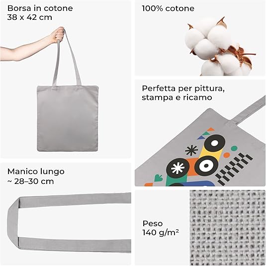 POLHIM® Sacchetti di stoffa non stampati 38 x 42 cm 220 g/m2 - Borsa in