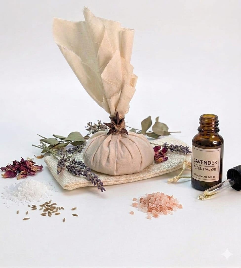 Herbal Heat Therapy Potli Bag Reusable Hot Compress with Epsom Salt and Rock Salt for Muscle Relaxation Body Comfort Warm Therapy Bag for Daily Use
