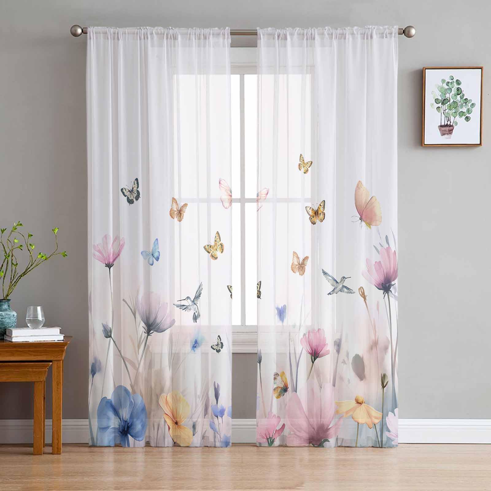Amazon.com: Farmhouse Butterfly Premium Semi Sheer Window Curtain 