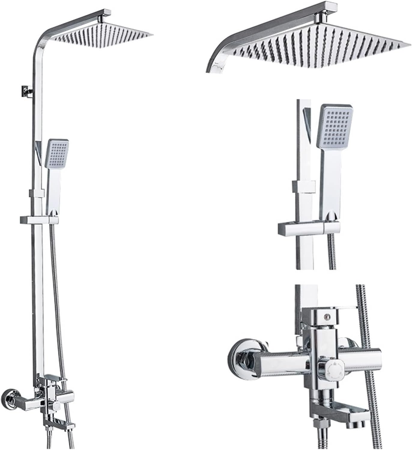 Matte Black Bathroom Shower Faucet Set Wall Mounted Rain Shower Mixer