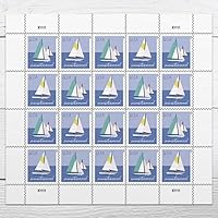 USPS Sailboats Forever Postcard Stamps - 1 Sheet of 20 Vibrant Artistic Designs for Postcards