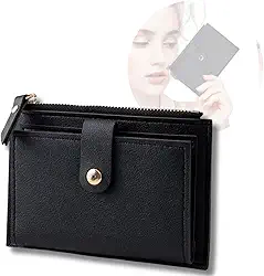 Carteira Feminina Porta Cartão bolso para moedas com zíper em Couro PU modelo pequeno, cartões de crédito, slim luxo.