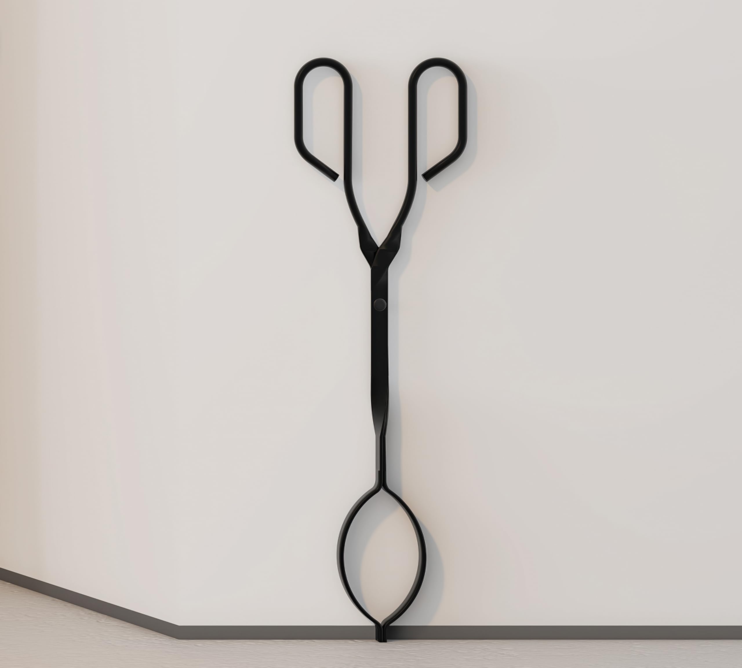 Kingson Pince à bûches de 43 cm de long avec grande poignée, design riveté, pour foyer, barbecue, grill, charbon et bois