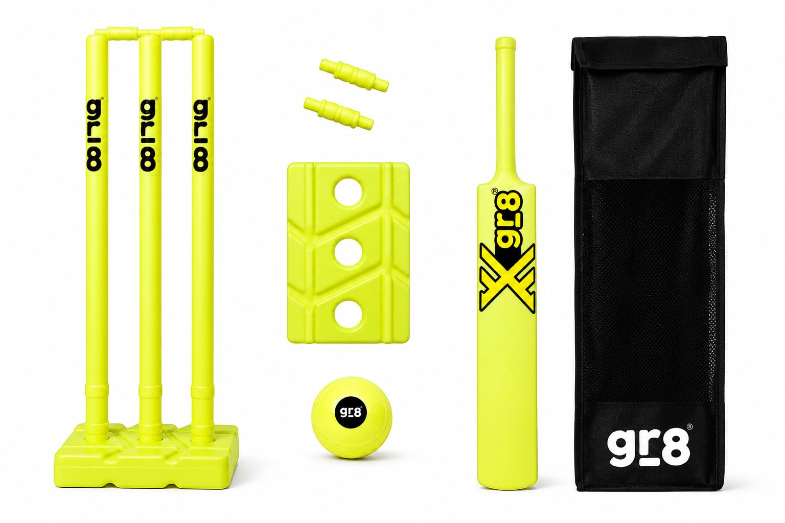 Gr8 Junior Cricket Kit Size 6 | Lightweight PVC Bat Set for Kids | Neon Green Beginners Cricket Gear for School and Park Play-image-5