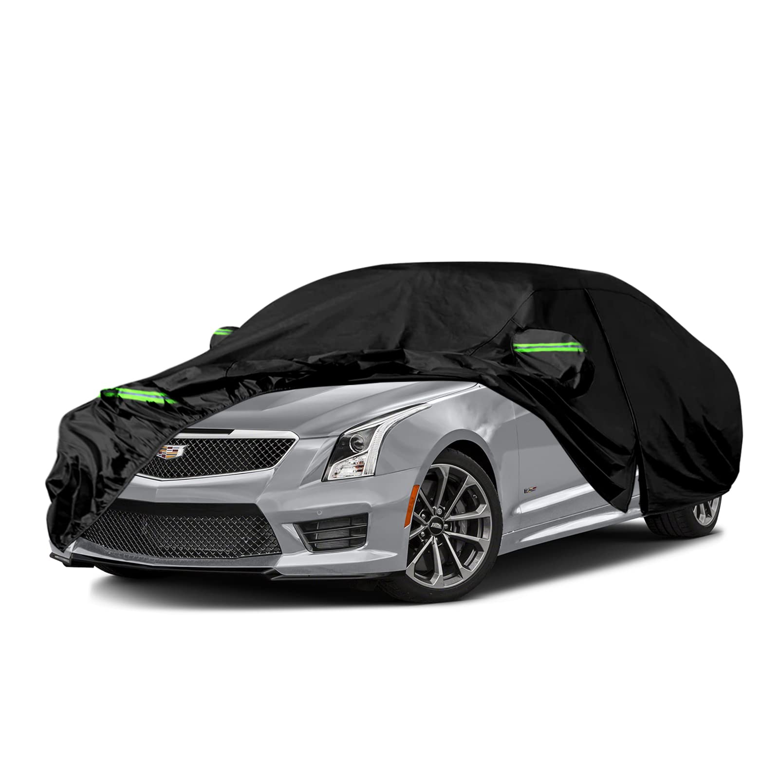 Waterproof Car Cover Replace for Cadillac ATS/ATS-V 2013-2019, 210T All Weather Car Covers with Zipper Door for Snow Rain Dust Hail Protection