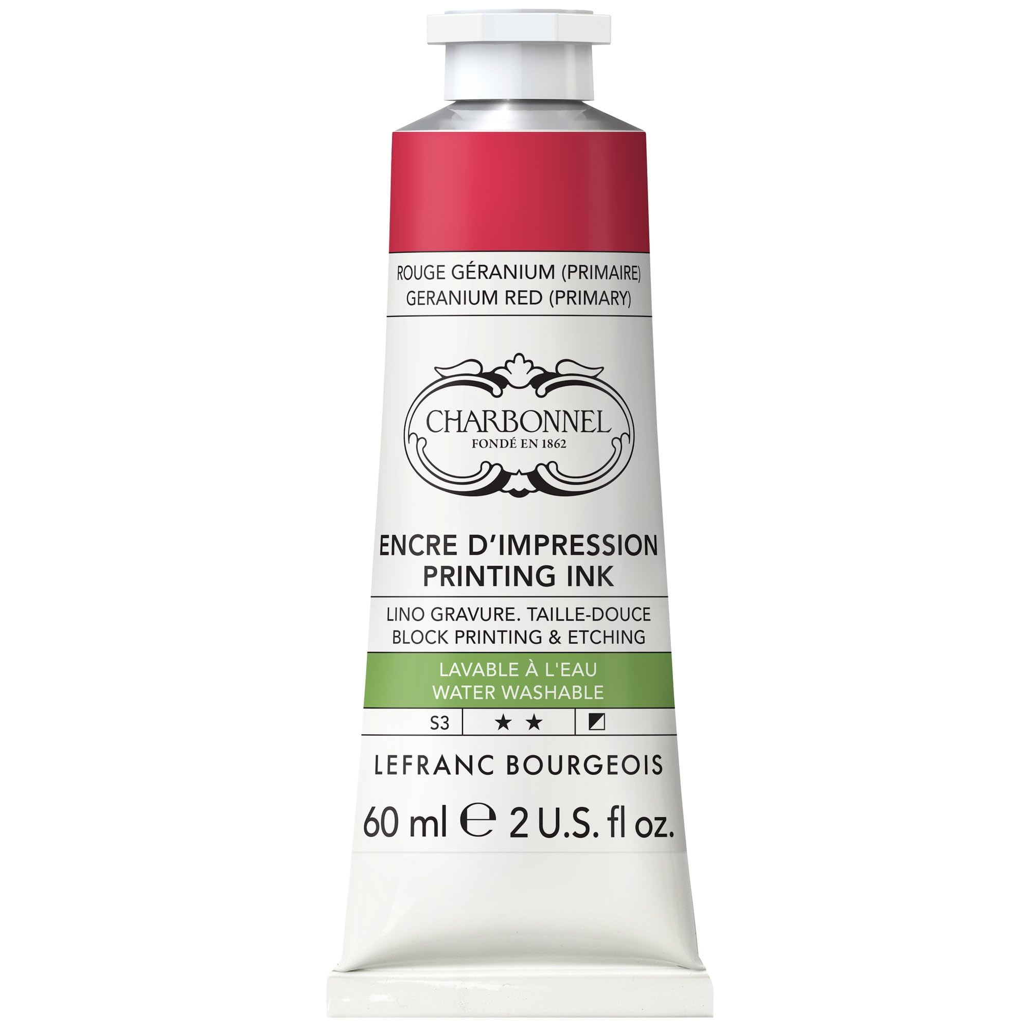 Lefranc Bourgeois Charbonnel, colori per stampa in rame, altamente pigmentati, eccellente resistenza alla luce, vegano, colori vivaci, resistente all'invecchiamento, tubo da 60 ml, giallo scuro