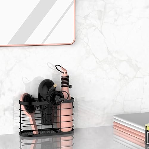 Miniatura 5 de Organizador de herramientas para el cabello 3 en 1 - Organizador de baño ajustable en altura para montar en pared/puerta de gabinete, debajo