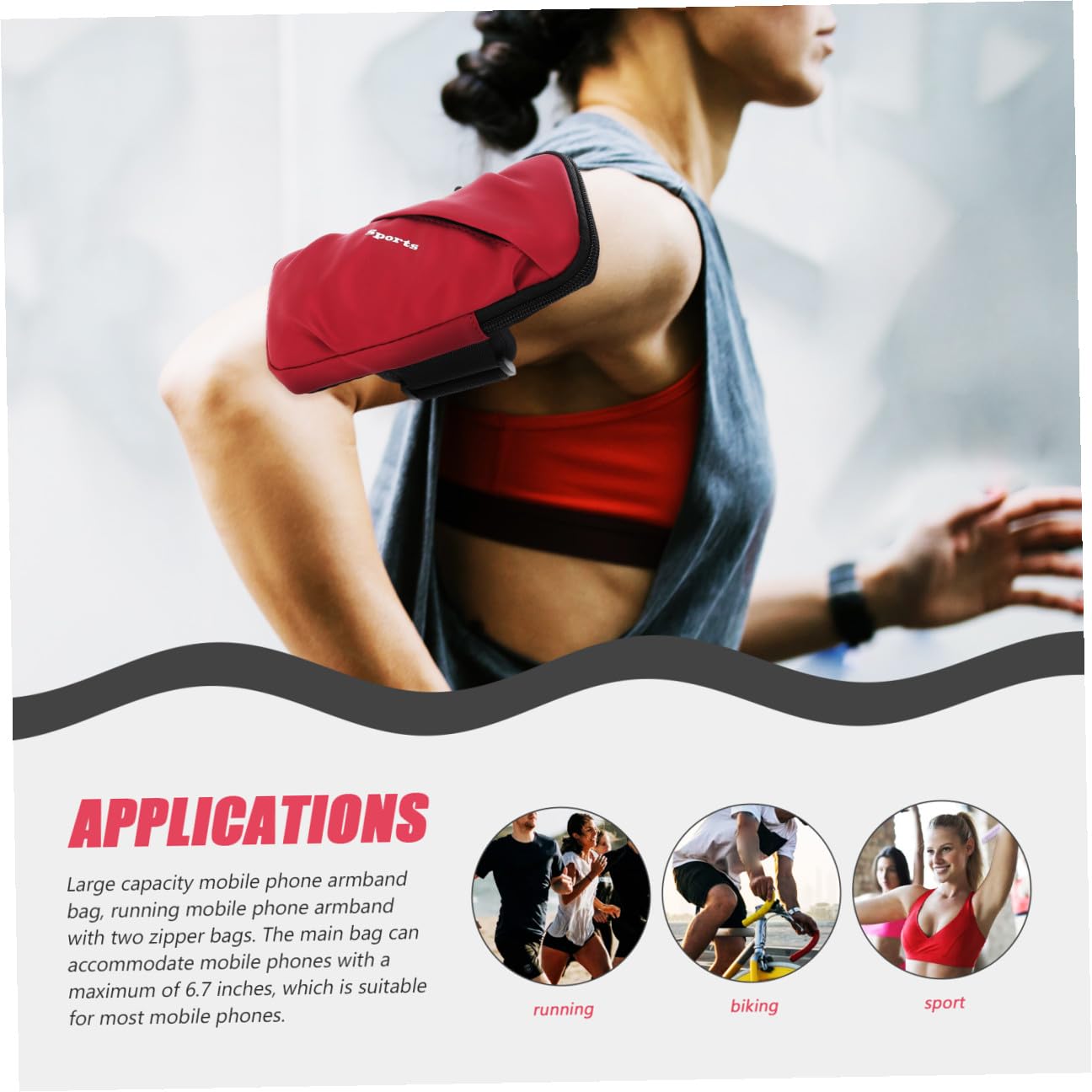 HEMOTON 3pezzi Brassard Sportivo Per Cellulare Porta Smartphone Per Corsa e Attività Outdoor Borsa Da Braccio Per Uomini e Donne