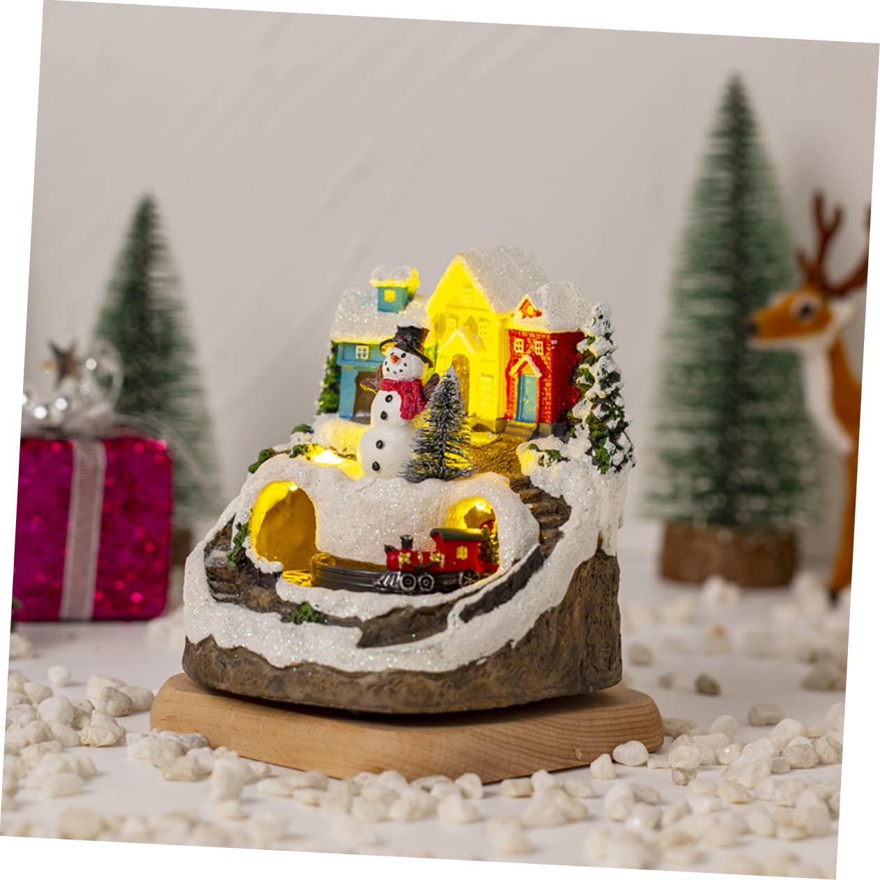 Cabilock Casetta Illuminata di Natale in Miniatura Statuina di Casa da Scrivania con Luce Decorazione Festiva per Tavolo Casa in Miniatura Luminosa per Anniversario di Matrimonio
