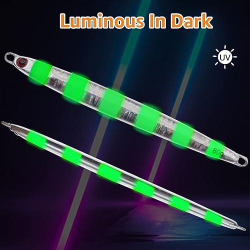 Miniatura 6 de Ghanneey Fishing Jigs Spoon Lures Slow Fishing Lures Vertical Jigging Spoon Slow Fast Pitch Flat for Saltwater Tuna, Grouper, Snapper, Bass, Salmon