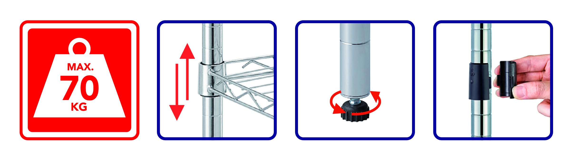arredoplaza - Scaffale In Acciaio Cromato Robusto Resistente 4 Ripiani Regolabili 90x35x160 CM Per Casa Ufficio Garage Magazzino Portata 70Kg Design Moderno Funzionale Facile Da Montare