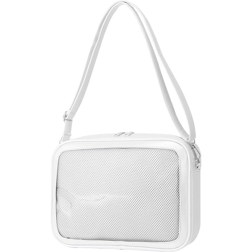 Uzztfa White Japanese Ita Bag Kawaii Pin Display Bag With Pin Mesh Insert Anime Crossbody Handbag Japanese Shoulder Bag Jk Uniform Purse