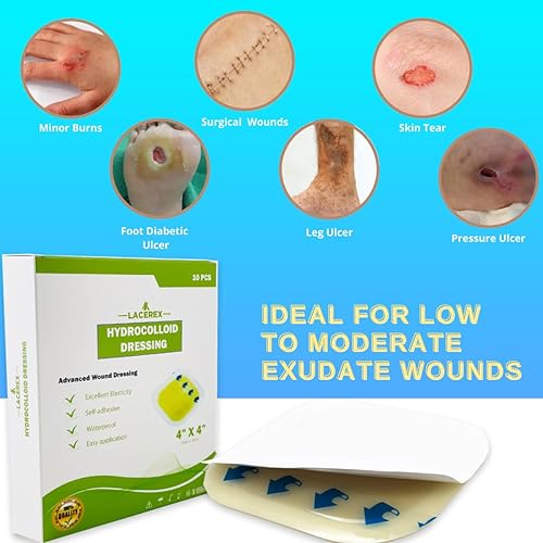 Miniatura 3 de AWD - Vendajes hidrocoloides autoadhesivos estériles para curación avanzada, paquete de 10, 2 x 2 pulgadas, flexible, sin látex, resistente al agua,