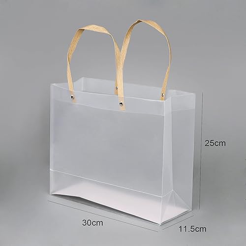 Miniatura 8 de 10 bolsas transparentes de regalo de plástico esmerilado con asas planas, bolsas traslúcidas, bolsas de regalo a granel para cumpleaños, festivales