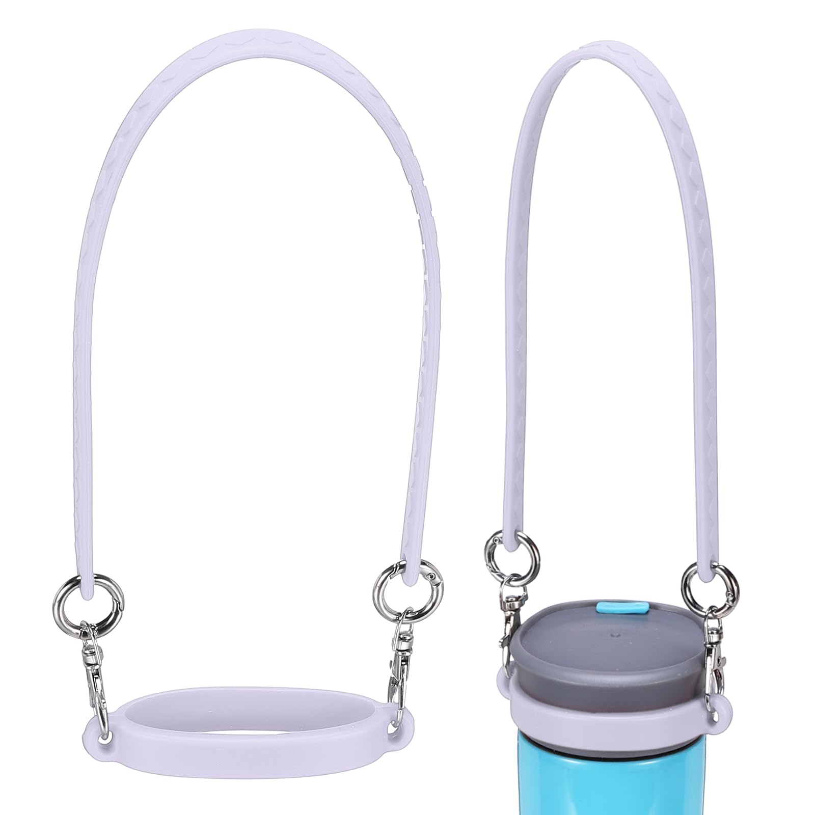 YELARXI Silicone Water Bottle Handle, Water Bottle Handle Strap Universal Carrier Strap for Stanley Cup Accessories & Light Purple-Fitting for (Hiking/Camping/Gym/Fitness/Travel/Outdoor)
