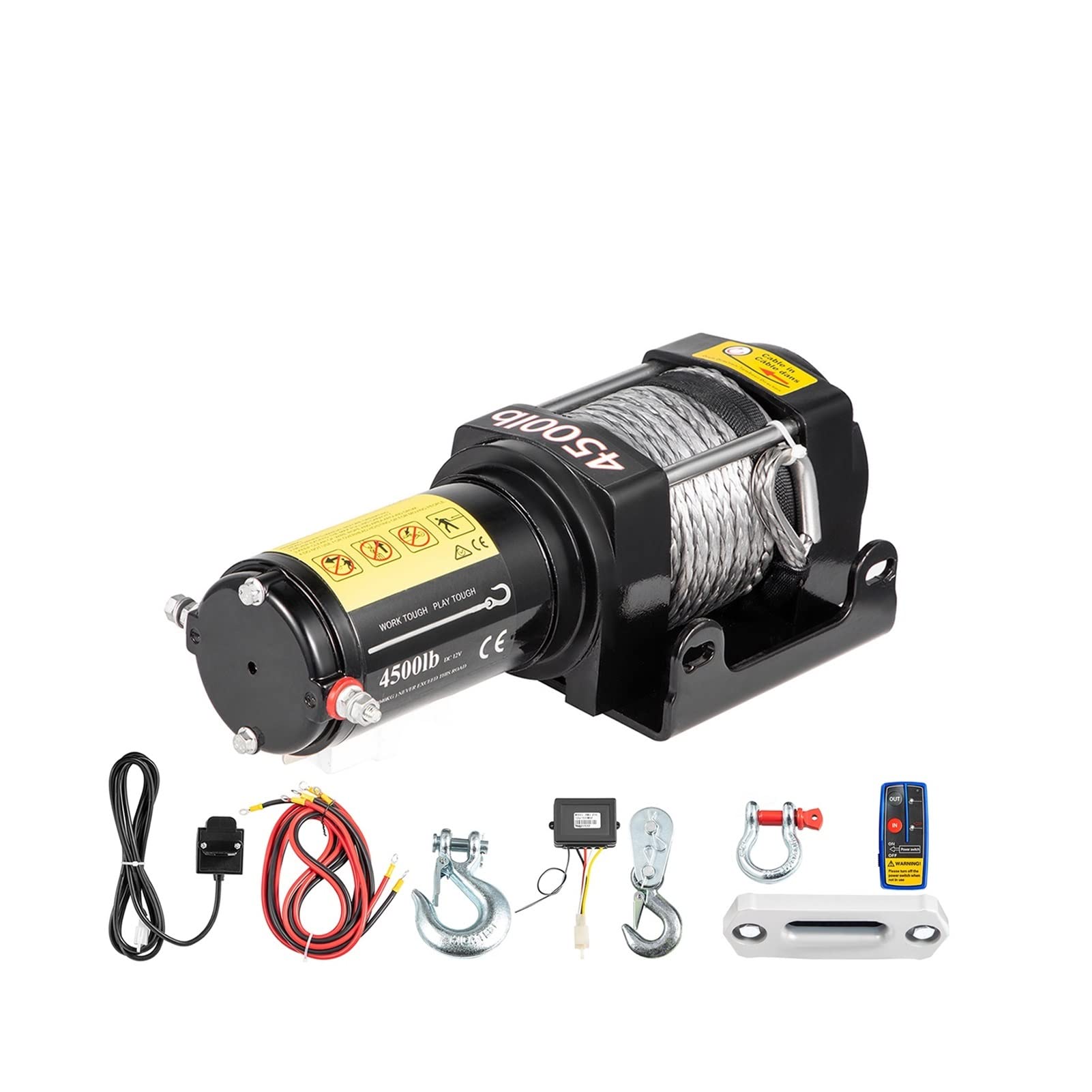 450 0lbs 12V Cabrestante eléctrico for 4x4 42.6 pies Correa de remolque automóviles sintheico con control inalámbrico Canal televisión británico Camión fuera camino