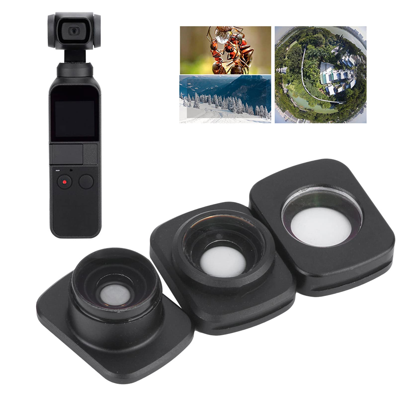 LICAEVEY Set di Obiettivi per Fotocamera, Grandangolo Macro Fisheye 10X | Vetro Ottico, Piante Insetti da Vicino, Paesaggi Stradali, 1a e 2a Generazione, Filtro