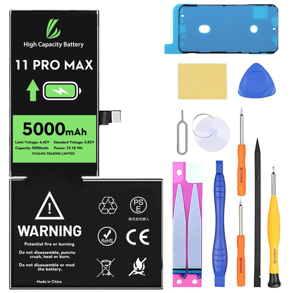 LL TRADER Batería para iPhone 11 Pro MAX, batería de Alta Capacidad de 5000 mAh con Todas Las Herramientas necesarias para la reparación | Compatible con iPhone 11 Pro Max, A2161, A2220, A2218