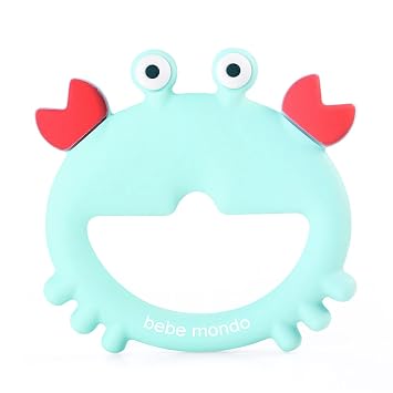 Teething Toys 3-6 Months, Teethers for Babies 3-6 6-12 Months for Teething Relief, Baby Teether Teething Toys 100% Silicone, Newborn Infant Sensory Baby Toys 0-6 Months,bebe mondo Crab