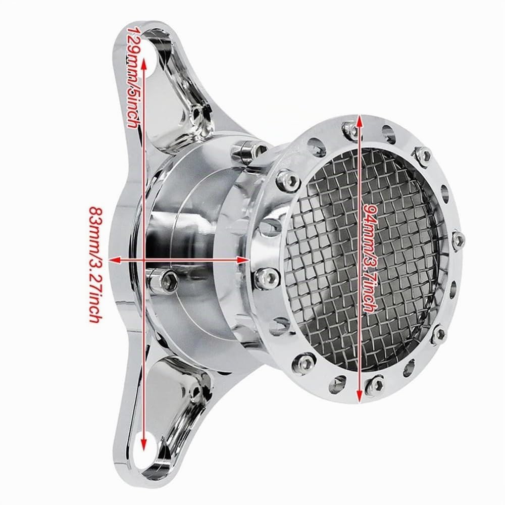 Baceyong Filtro Aria Moto, Kit Sistema di Aspirazione Filtro Aria Moto, Compatibile con Harley Sportster Iron 883 XL883 XL1200 Forty Eight 48 Seventy Two 72 1991-2016, Argento Cromato