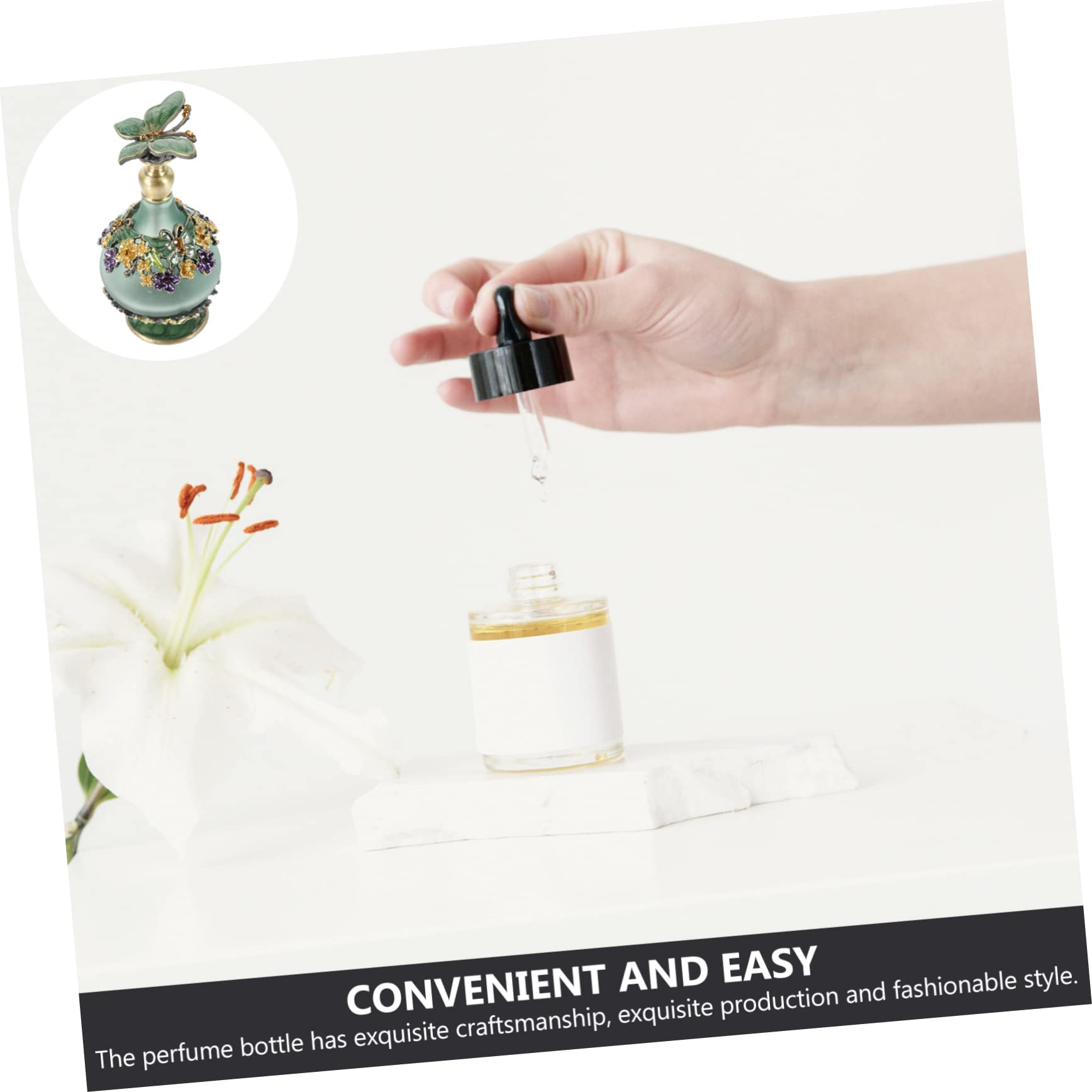 DECHOUS Bottiglia di Profumo Ricaricabile in Vetro da 23ml Chiusura Ermetica, Stile Vintage e Facile da Trasportare, per Viaggi e Uso Quotidiano