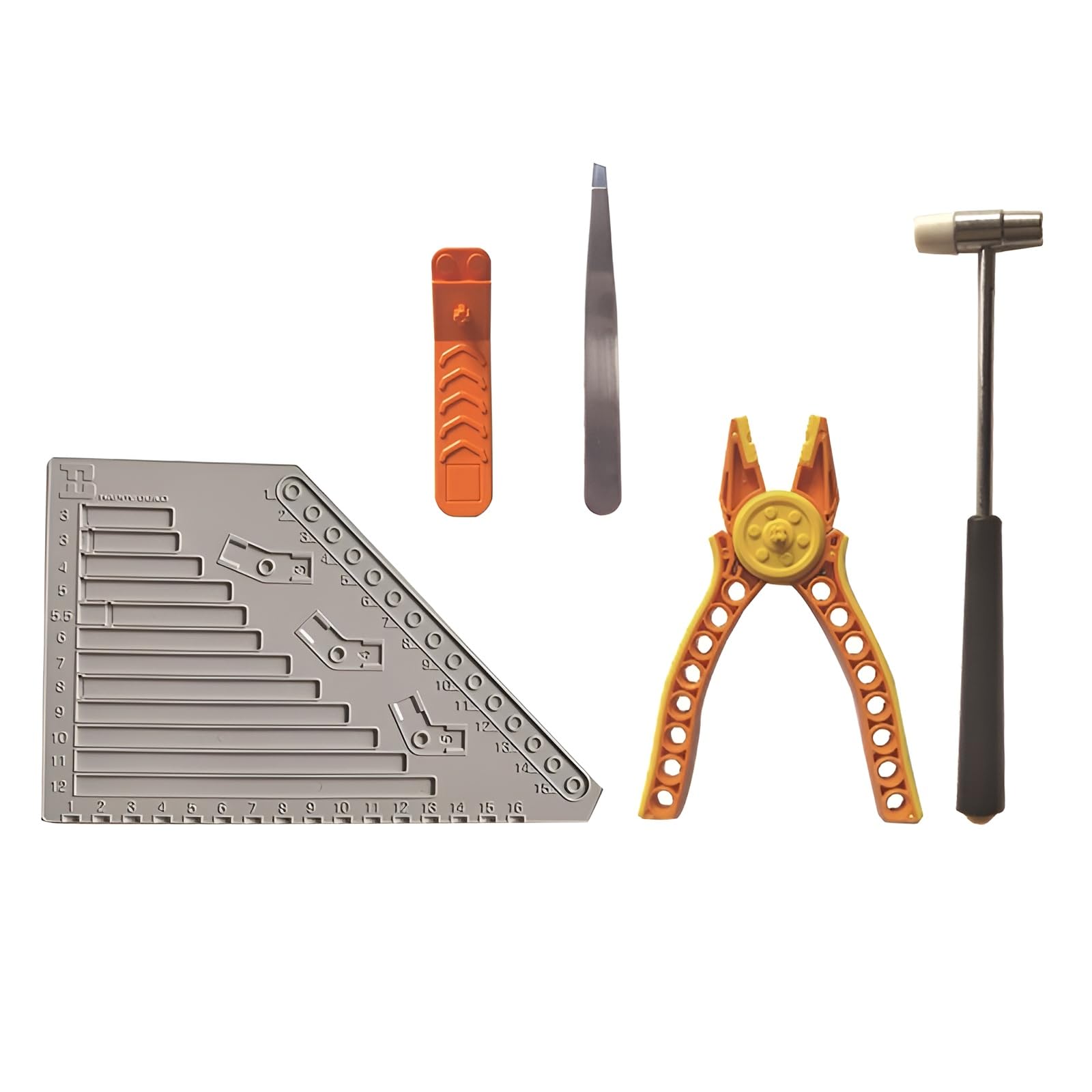 DzirePada Building Block Tool Set, 5Pcs Multi Purpose Building Block Tool Set, Auxiliary Tool Hammer, Auxiliary Pliers, Tweezers, Brick Separator, Measuring Ruler, Compatible with Major Brands (GJ-B)