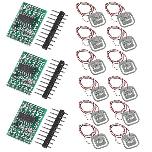 12 Stück Halbbrücken Wägezelle 50kg Halbbrücken-Dehnungsmessstreifen Gewichtungssensorse + 3 Stück HX711 Modul für Arduino Mikrocontroller DIY