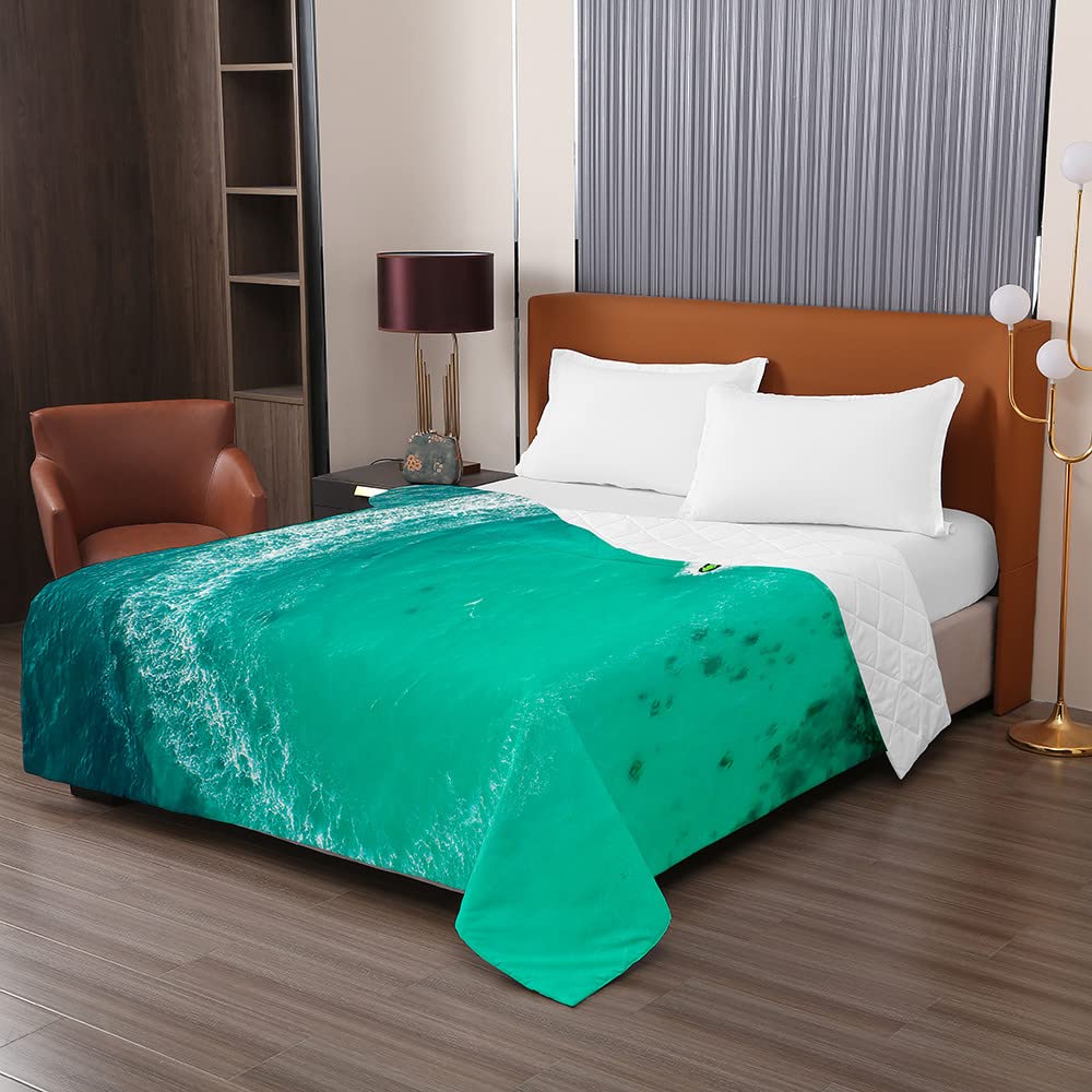 Couvre-lit Matelassé Microfibre Motif Vagues 230x260cm - Dessus De Lit Léger, Toutes Saisons, Pour Lit Ou Canapé