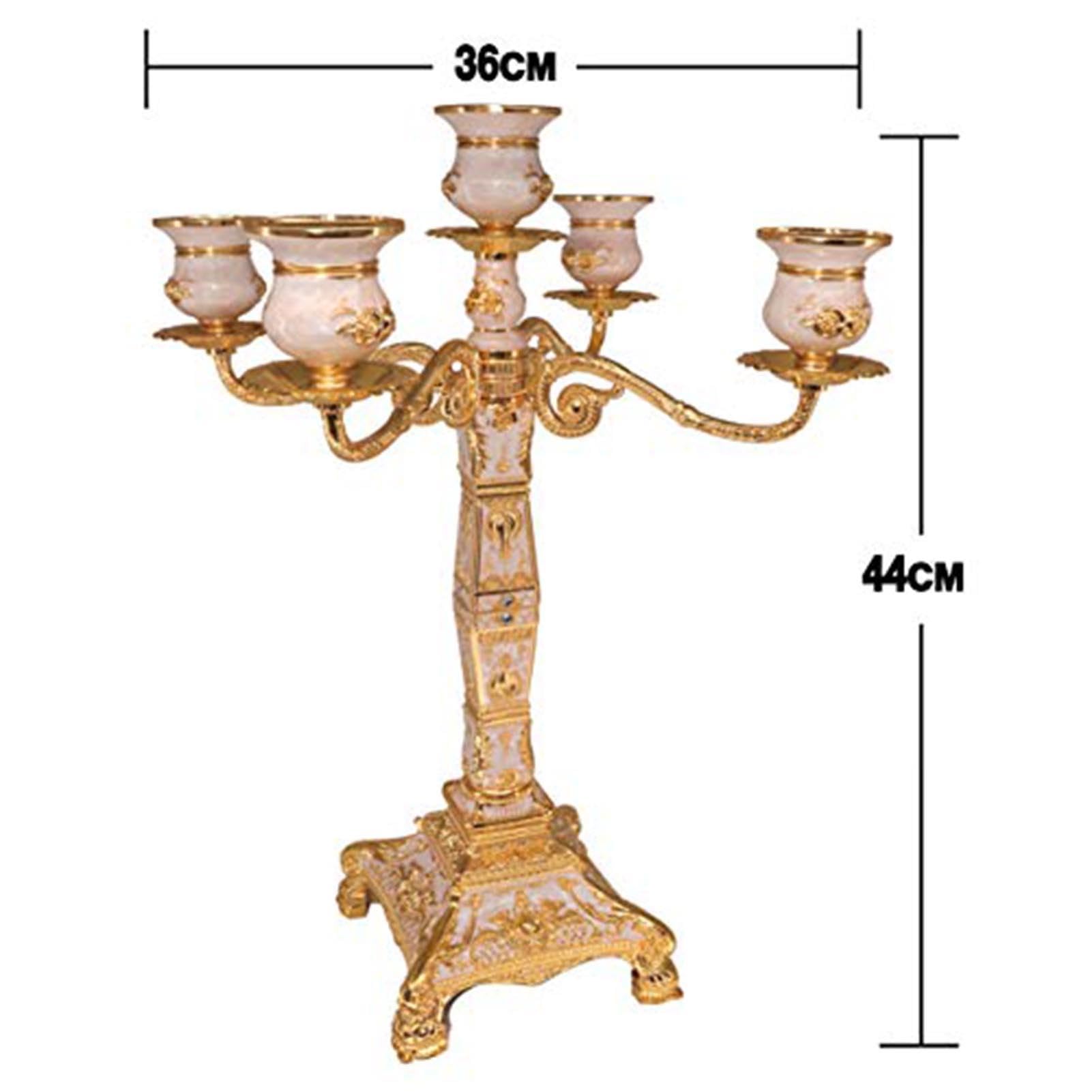 Portacandele - Candelabro A 5 Bracci In Stile Europeo, In Metallo; Ideale Per Cene, Feste E Anniversari