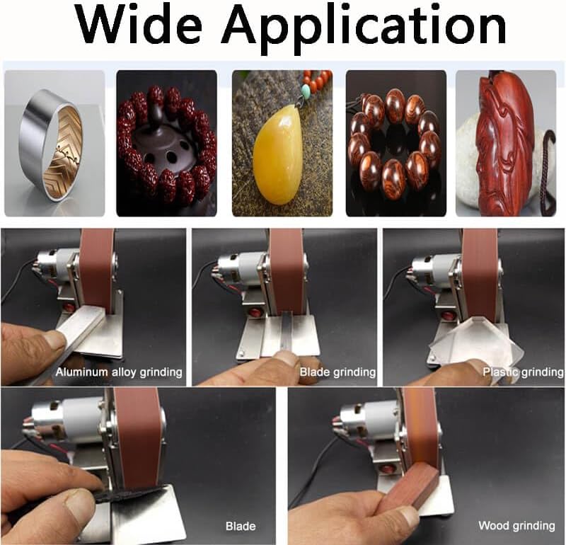 Miniatura 7 de Mini lijadora eléctrica de banda amoladora de bricolaje pequeña pulidora afiladora pulidora herramienta de lijado de madera con control ajustable de