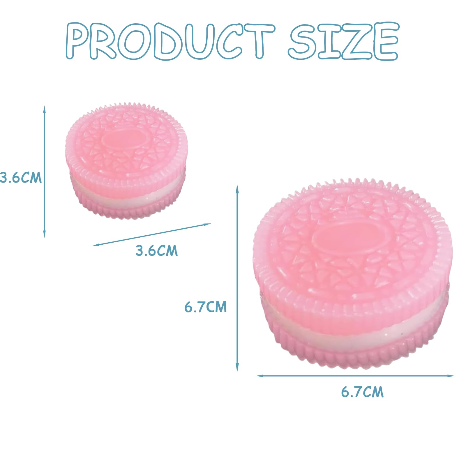 MUNSKT 4-Pack Oreo-Inspired Squishy Set 2 Large + 2 Mini Keychain Charms (Pink & Black), Squeezeable to Relief Stress Anxiety, Party Favors & Desk Relaxation, for Kids & Adults - Image 2