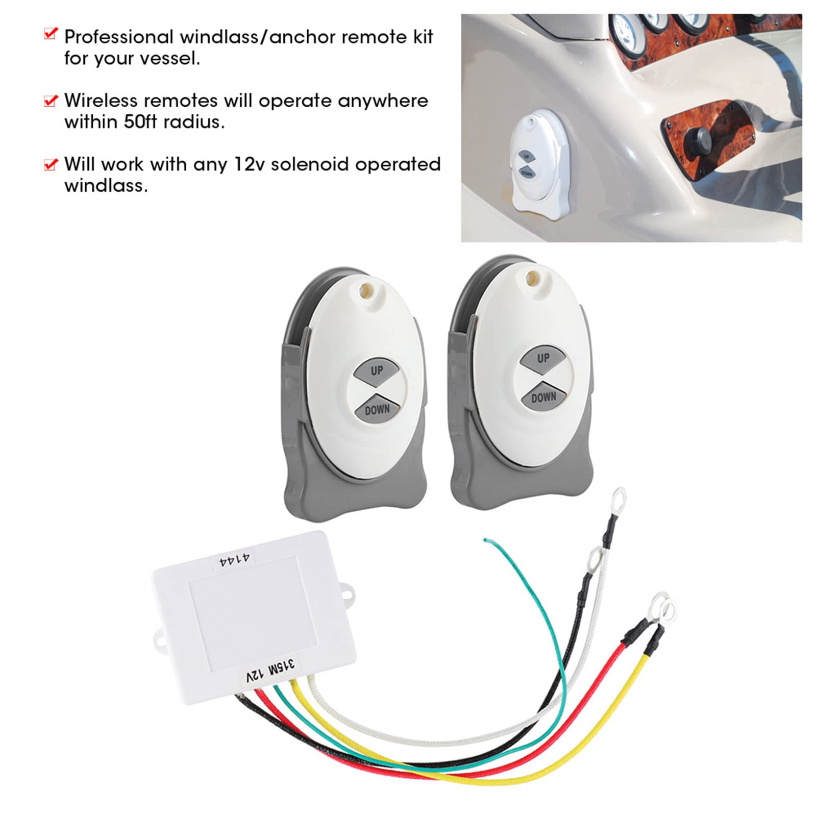 Controller per Salpa Ancora丨 Controller per Ancora丨 Pezzi di Ricambio per Barche/yacht Dioche Telecomando per Ancora Salpa per Verricello Interruttore Wireless Controller per Assetto Accessorio per Ve