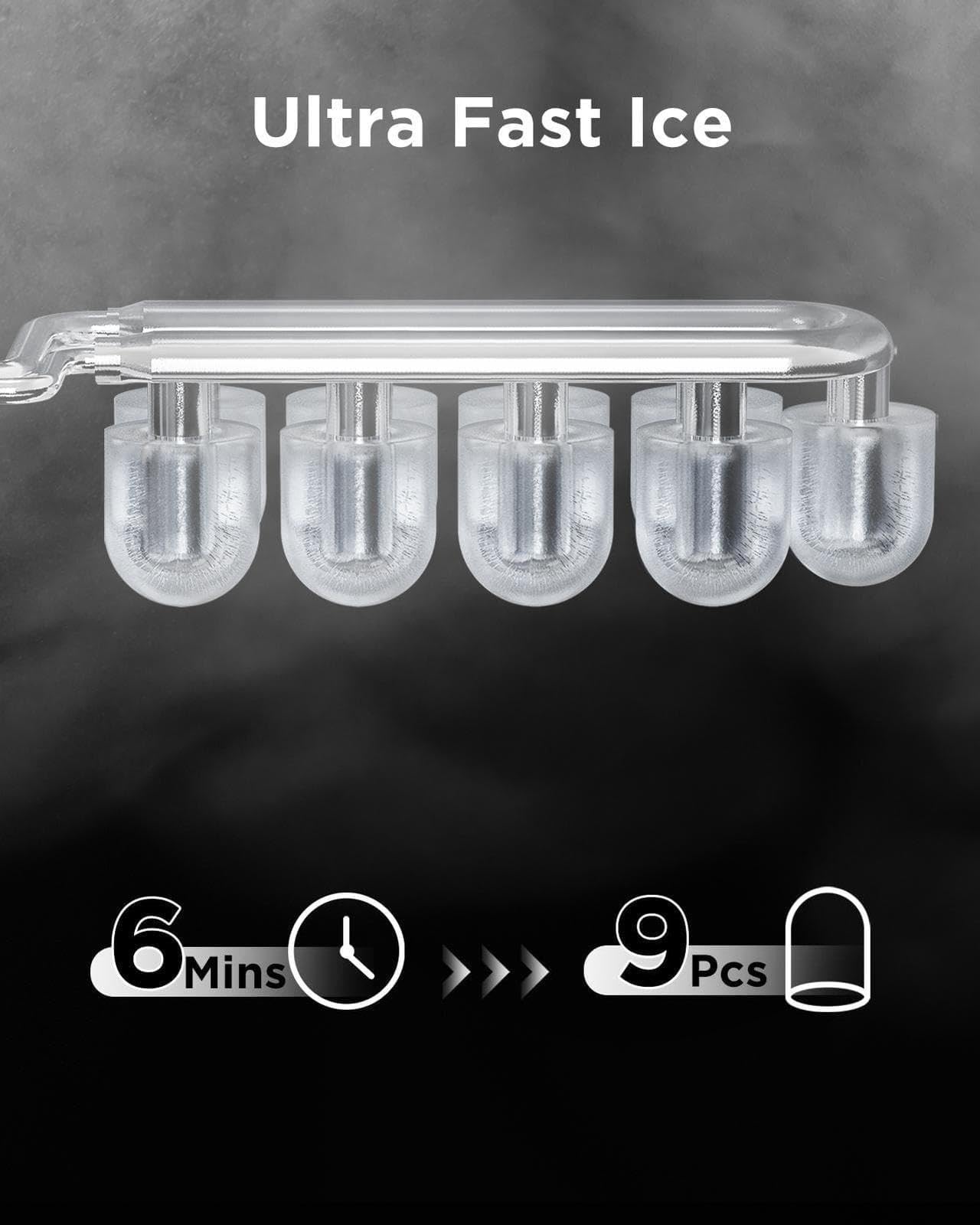 Silonn Portable Ice Maker Countertop, Self-Cleaning Ice Machine with Carry Handle, Includes Basket & Scoop, Produces 9 Ice Cubes in 6 Minutes, 12KG Daily Capacity, Ideal for Home Camping and RVs on Fridge.com
