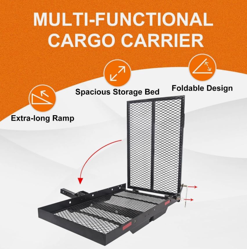 Foldable Electric-Wheelchair Hitch Carrier Mobility Scooter Rack Loading Ramp