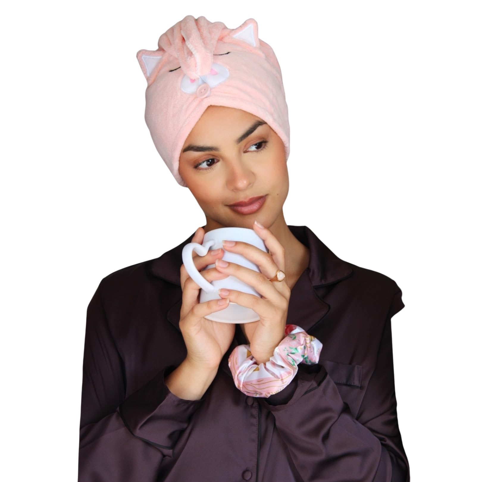 SMUG Novelty Hair Towel Wrap – Piggy | Ultra-Soft Microfibre Hair Drying Towel for Women & Kids | Quick-Dry, Super Absorbent & Gentle on Hair | Adorable Animal Design, Ideal for Spa Nights & Gifting