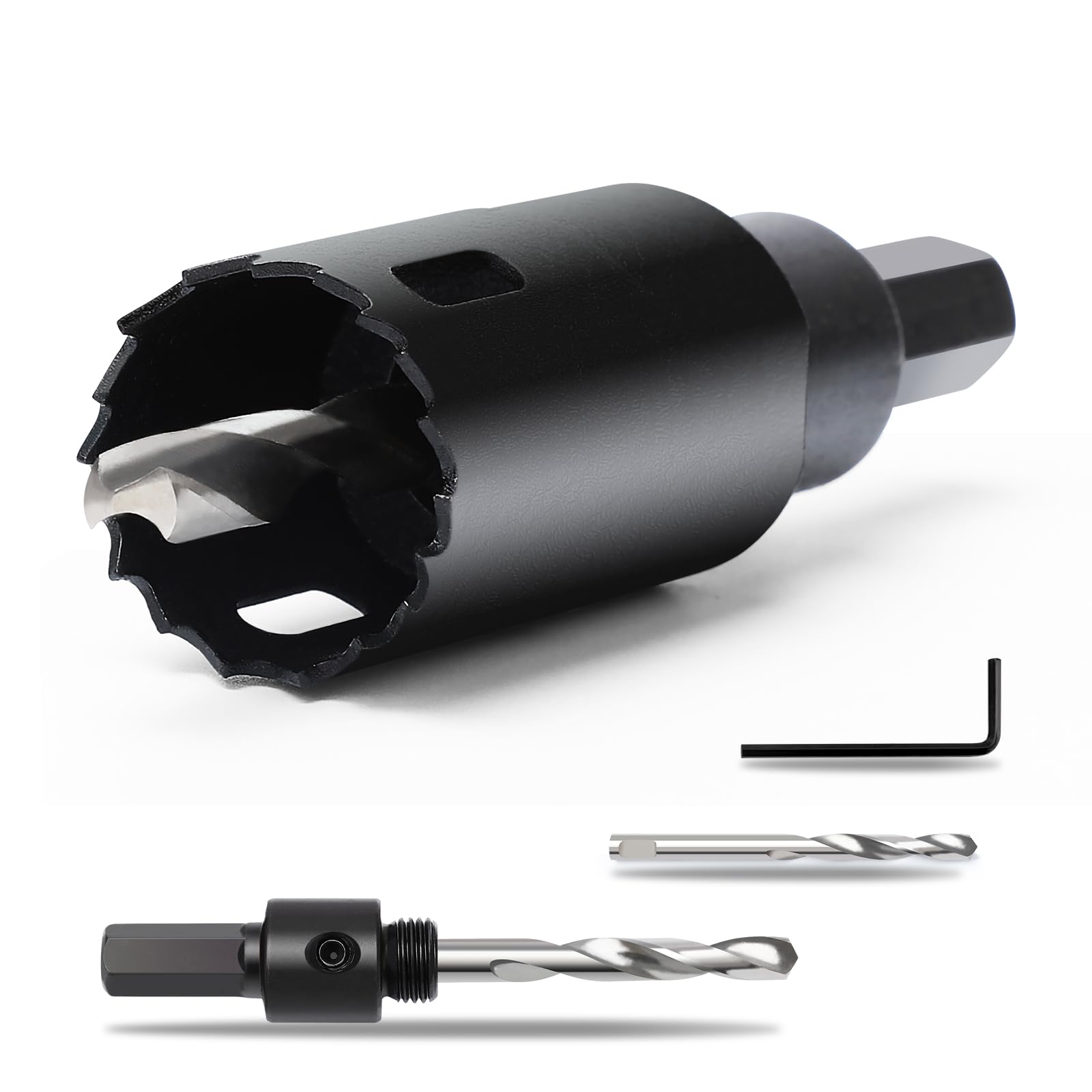 25/32" 丨20mm Hole Saws with Heavy Duty Arbor HSS Bi-Metal Hole Cutter Drill Bit for Wood Cornhole Boards Plastic Drywall Metal Fiberboard(Black)