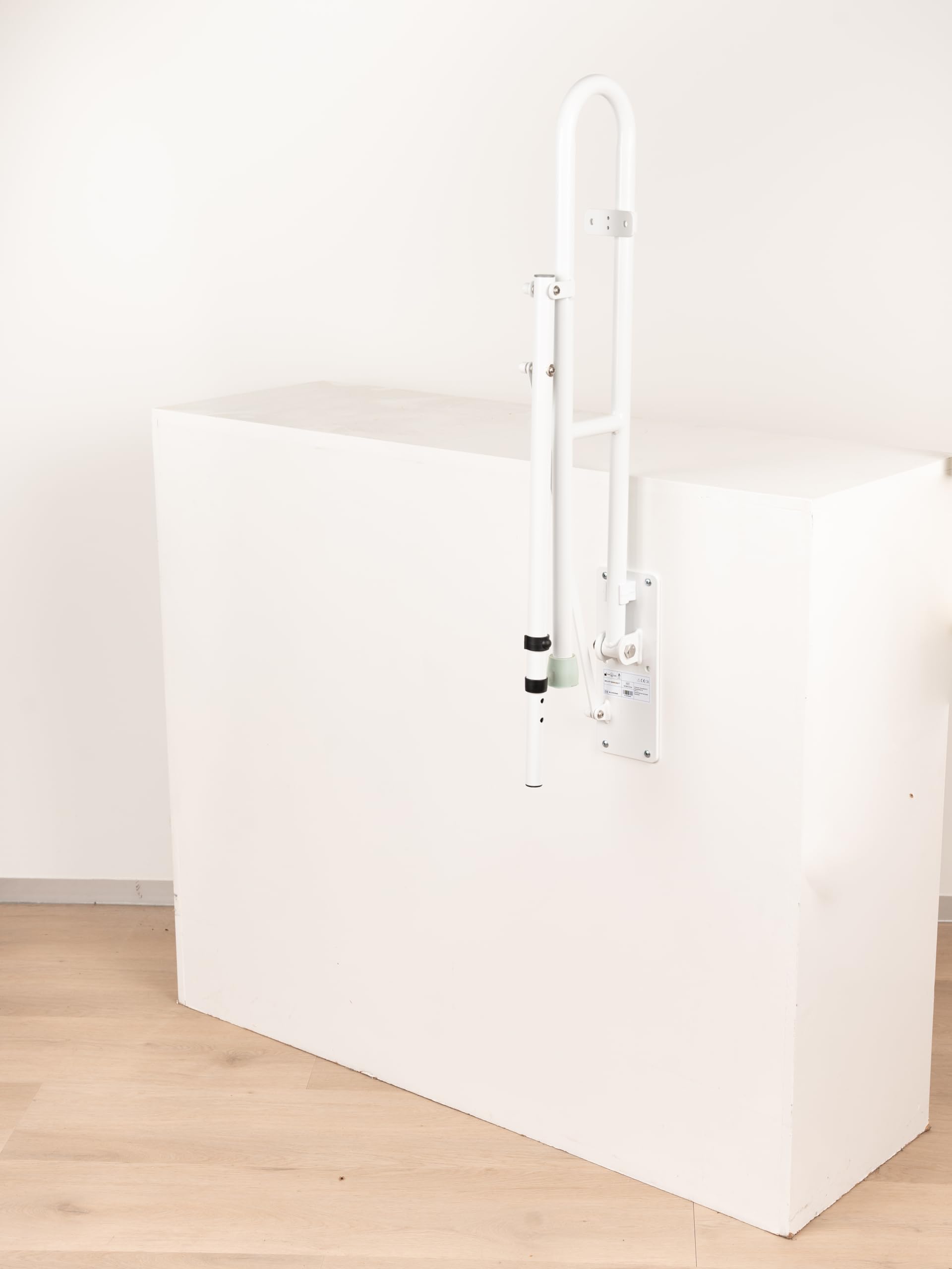 WC Wandstützgriff klappbar mit Stützfuß - Verstellbare Haltegriff - Weiß - 76 cm lang