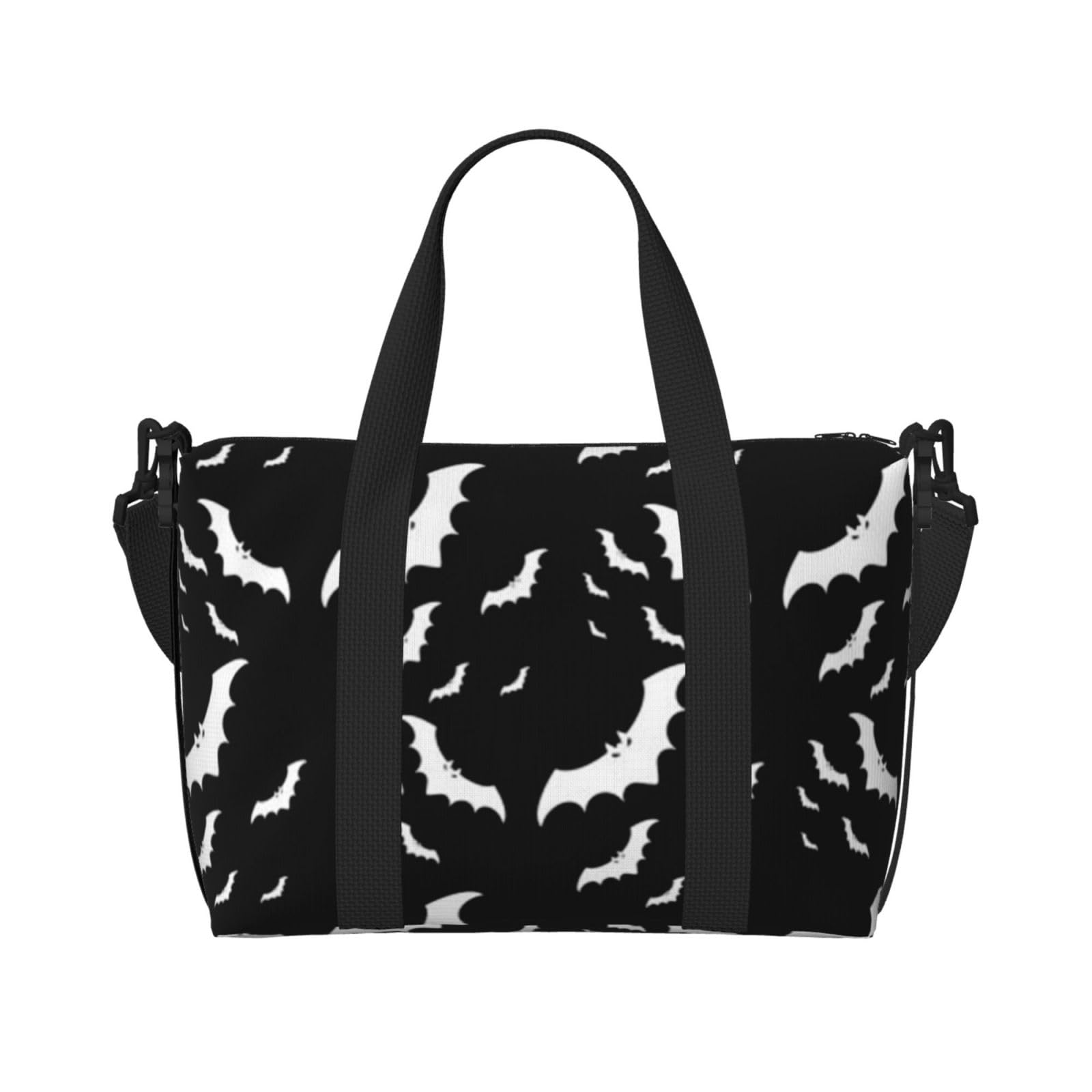 Halloween Flying Bats Printed Travel Duffel Bag for Women Men - Weekend Overnight Bags with Adjustable Shoulder Strap and Handle