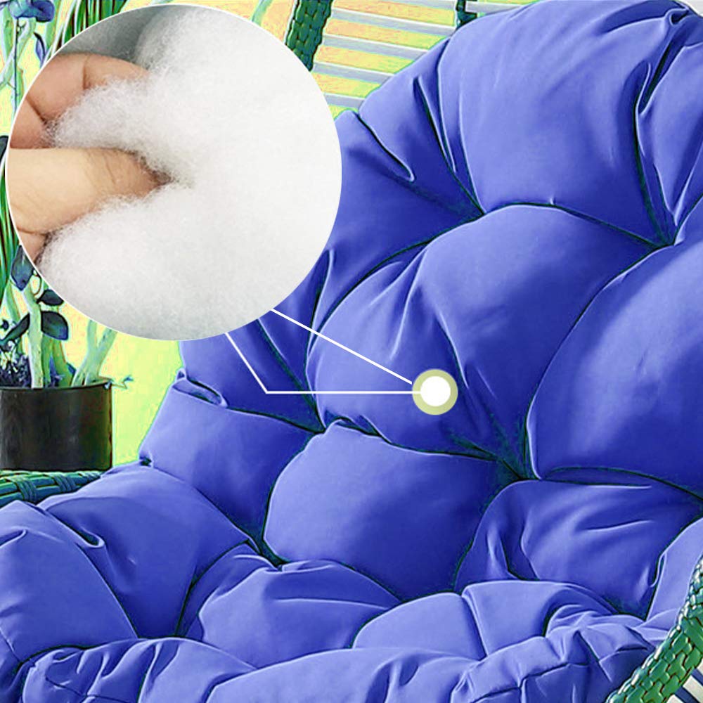 Cuscino da appendere per sedia a uovo per altalena, tappetino in rattan spesso con morbido cuscino per amaca, cuscino posteriore, per interni, esterni, patio, cortile, giardino, blu navy