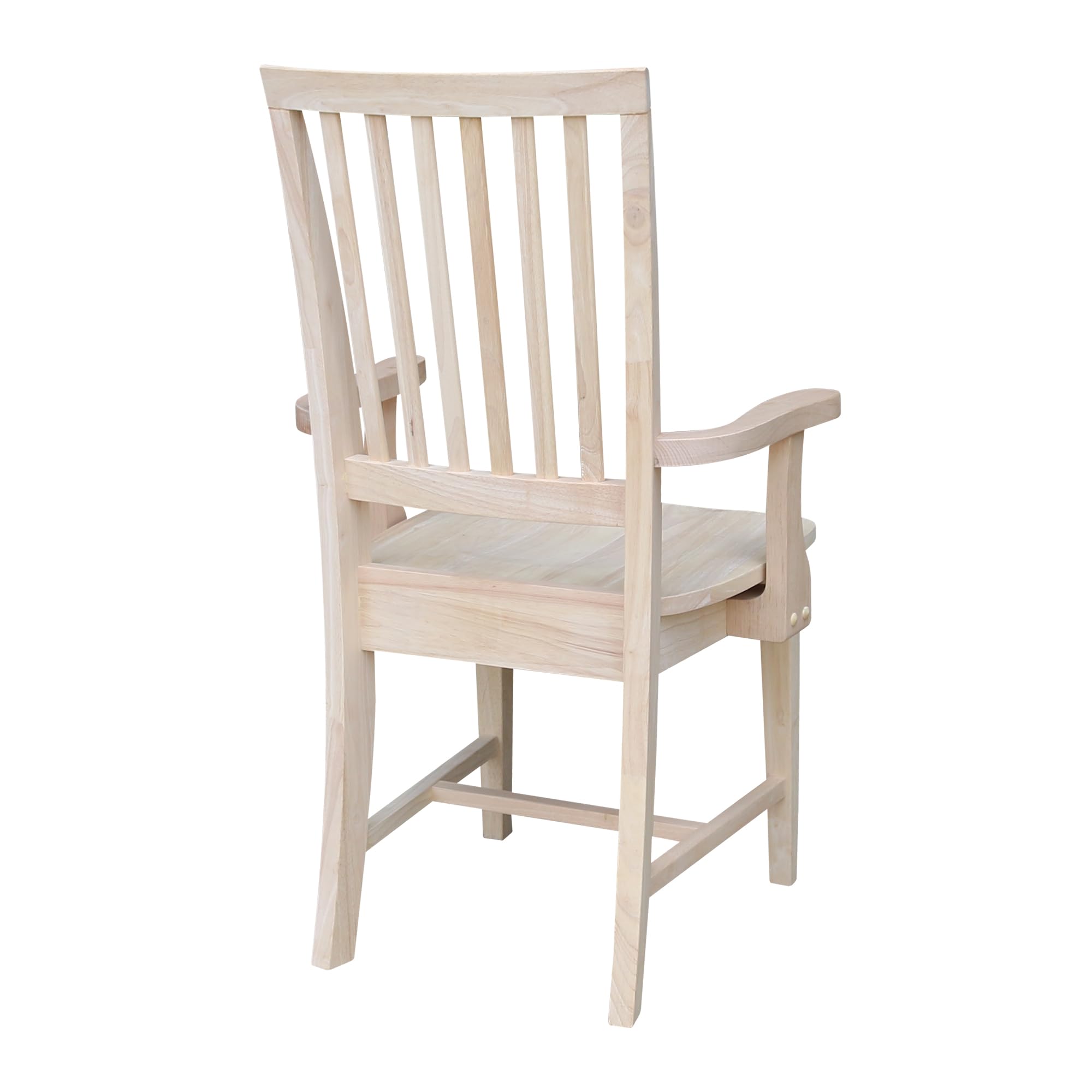 Mission Side Chair with Arms Solid Parawood, construcción de asiento de caja, cocina/comedor, 55.88cmde ancho x 53.34cmde profundidad x 99.06cmH, 225 libras de peso de 5