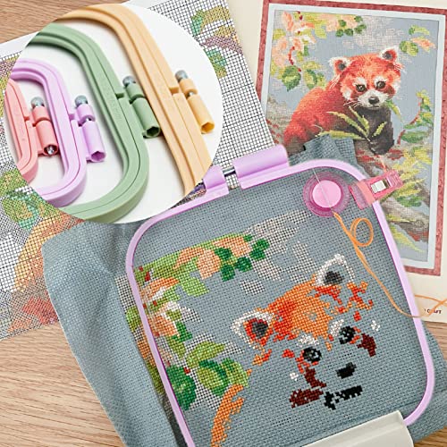LAMXD 4 Pieces Embroidery Hoop Rectangle Square Embroidery Frame Cross Stitch Hoop Sewing Tool for Art Craft Handy Sewing (Multicolor),with Gold Eye Embroidery Needles - Image 4