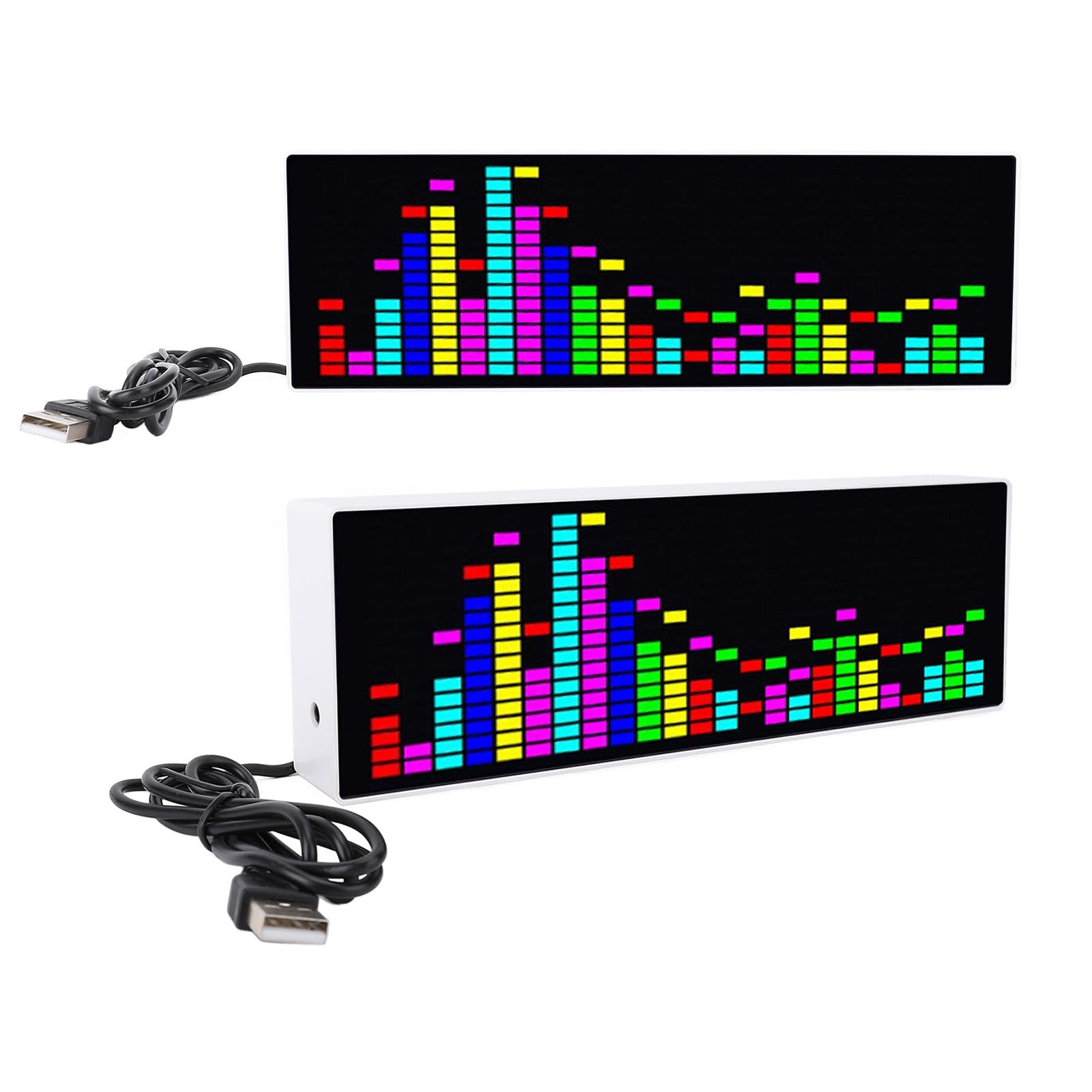 Pantalla LED de Espectro Musical, Visualizador de Audio de 384 LED RGB, Control de Cable de Voz con 12 Modos de Visualización, Reloj Electrónico y 3 Alarmas, para el Hogar, Fiesta,
